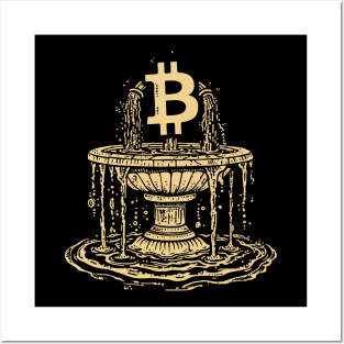 Cryptocurrency. Bitcoin fountain Posters and Art